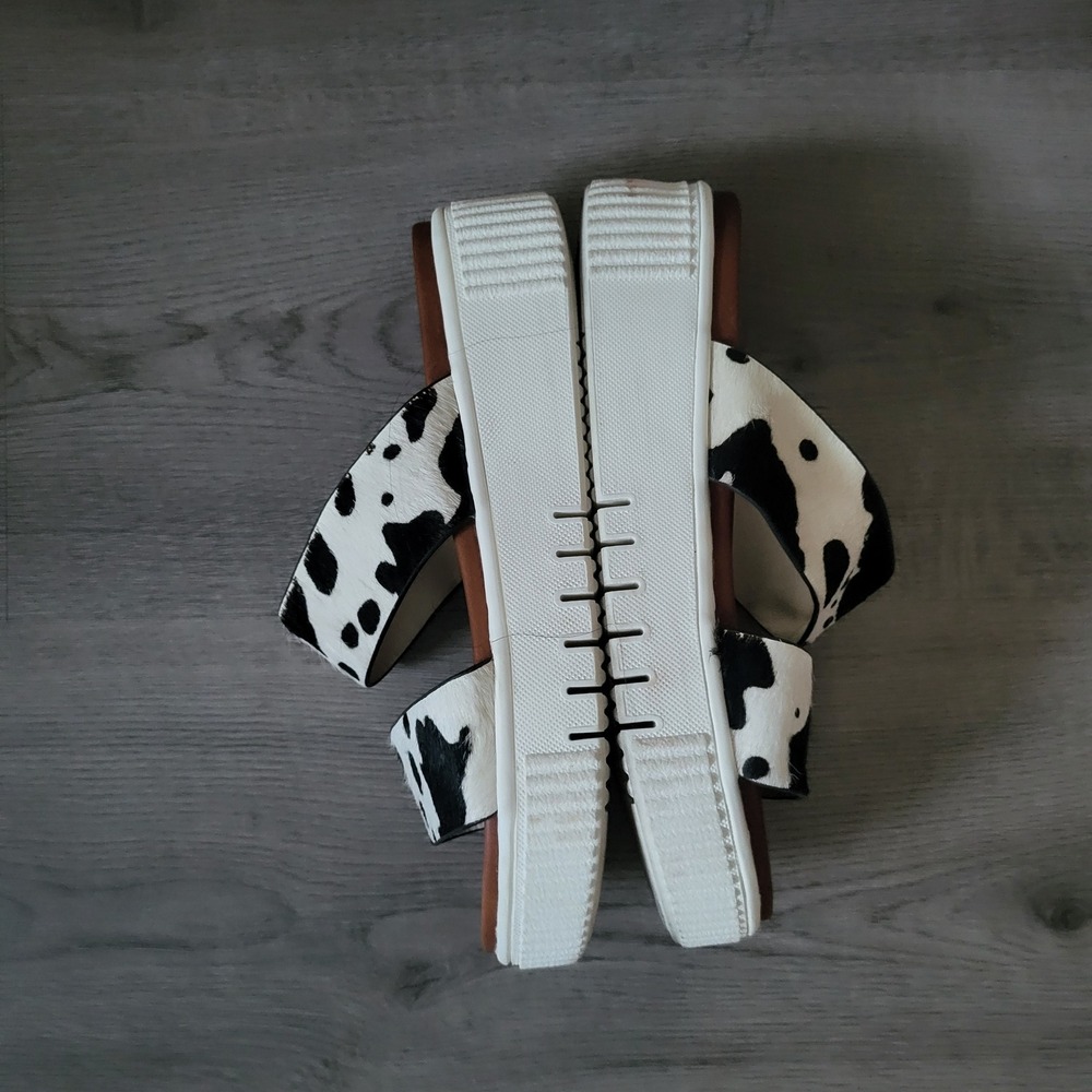 Altar'd State Cow Print Platform Slide Sandals Women 6.5 Western Farmcore Casual - Picture 5 of 7